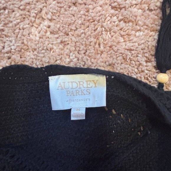 AUDREY PARKS + Francesca's Abigail Halter Crochet Midi Dress Black Sz Medium - Picture 8 of 8